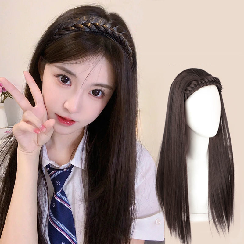 假发女长发网红2022新款麻花辫发箍假发一体式U型半头套 厂家