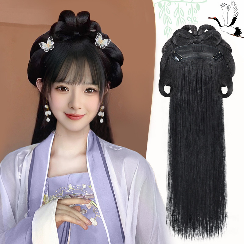 汉服头饰古装假发一体式懒人发箍女全头套古风明制唐风盘发髻发饰