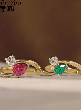 帕诗韵S925双色水滴锆石戒指少女