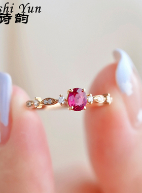 s925纯银镶钻鸽血红宝石戒指