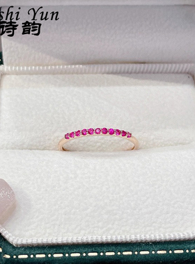 s925纯银红宝石排戒指环女士