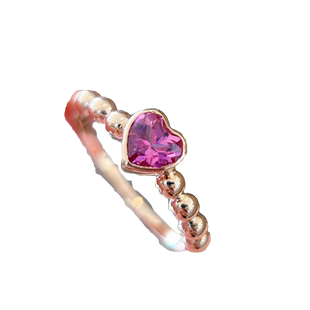 帕诗韵s925纯银镀18K金碧玺爱心露珠戒指女时尚百搭轻奢送礼闺蜜