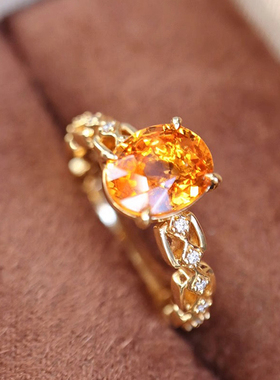 帕诗韵彩宝芬达石戒指女镶嵌s925纯银法式轻奢百搭日常通勤指环