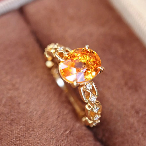 帕诗韵彩宝芬达石戒指女镶嵌s925纯银法式轻奢百搭日常通勤指环