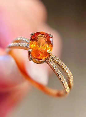 帕诗韵s925纯银芬达石戒指满钻交叉戒壁冷艳甜美吸睛轻奢高级感