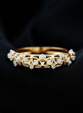 帕诗韵轻奢高级冷淡风镂空镶钻繁花戒指优雅精致感指环S925纯银女