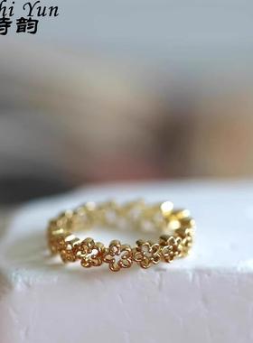 花朵素圈叠戴指环小众高级