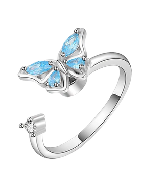 时来运转蓝蝴蝶开口戒指闺蜜礼物