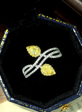 帕诗韵S925交叉镶钻花蕾叶子戒指