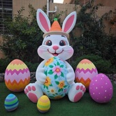 复活节卡通兔子彩蛋泡沫雕塑大型装 饰摆件商业美陈道具场景布置