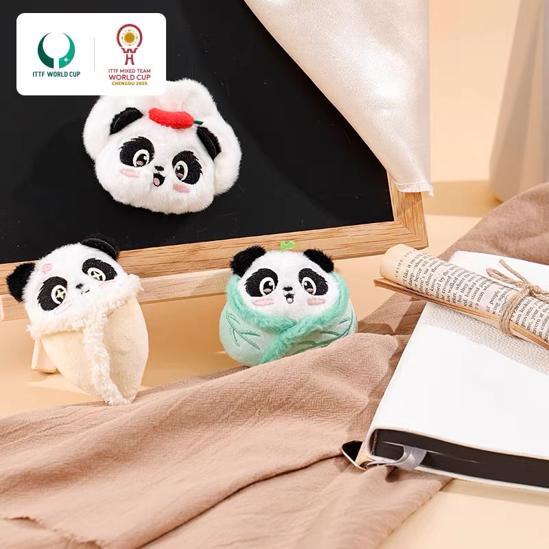 2025年成都混合团体世界杯立体3D毛绒可爱冰箱贴磁吸装饰乒乓纪念