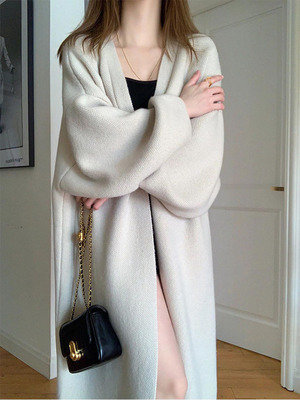 203秋冬季毛衣外套女中长款宽