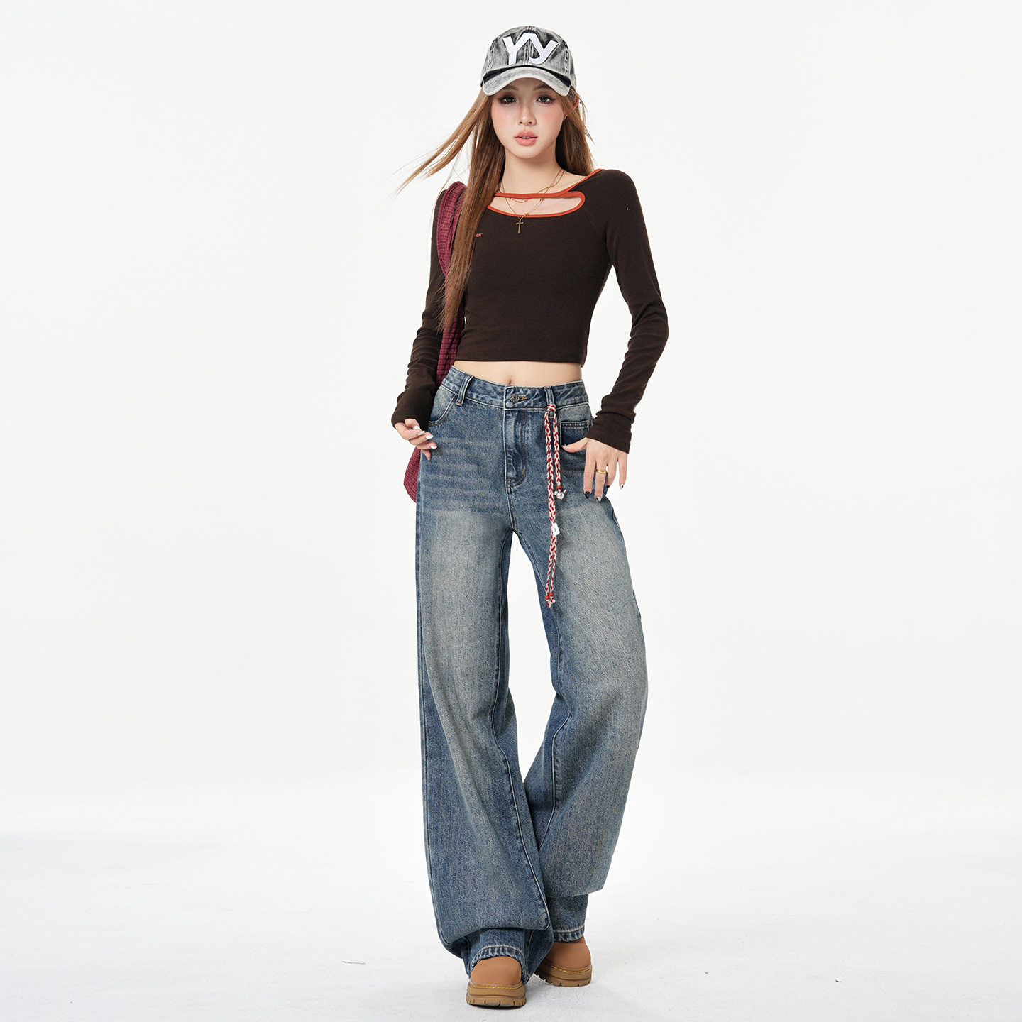 美式辣妹高腰复古直筒阔腿牛仔裤女2026春季新款慵懒松弛感拖地裤,女装/女士精品,牛仔裤,淘宝优惠券,粉丝福利购,淘宝优惠卷
