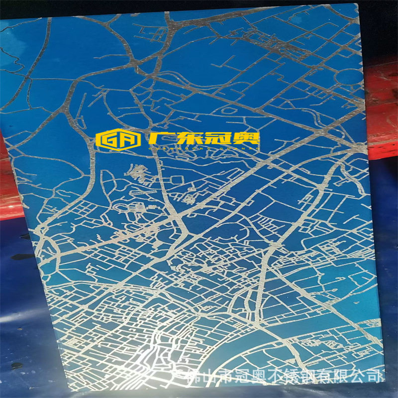 铝板蚀刻城市轮廓图 铝合金雕刻道路线路图做旧填漆 广东铝雕花板