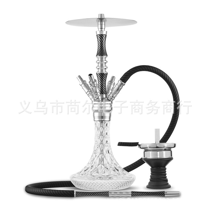 厂家货源中号碳纤维水烟壶铝合金包花水烟壶CRYSTALIA