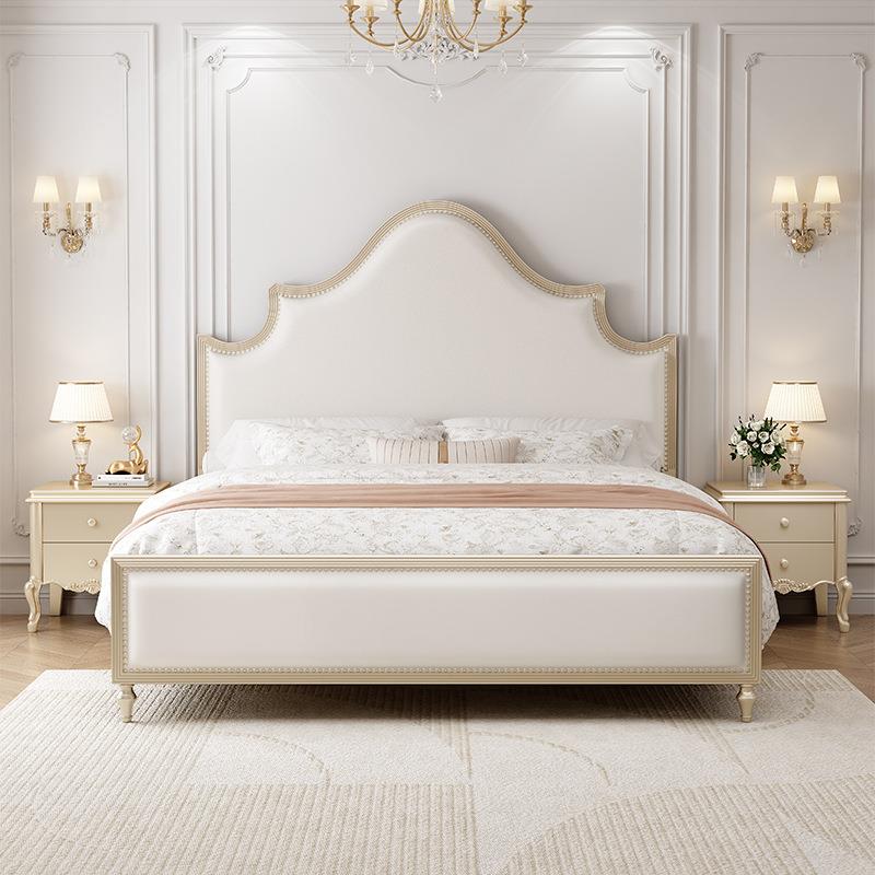 美式轻奢实木床1.8米现代简约风主卧双人床1.5米单人高箱储物婚床