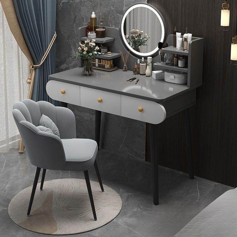 梳妆台卧室简约现代网红化妆桌带灯镜子一体新款小户型高级化妆台