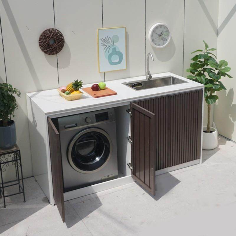 室外洗衣机柜操作台花园水槽洗手台盆一体柜户外铝合金岩板洗衣池