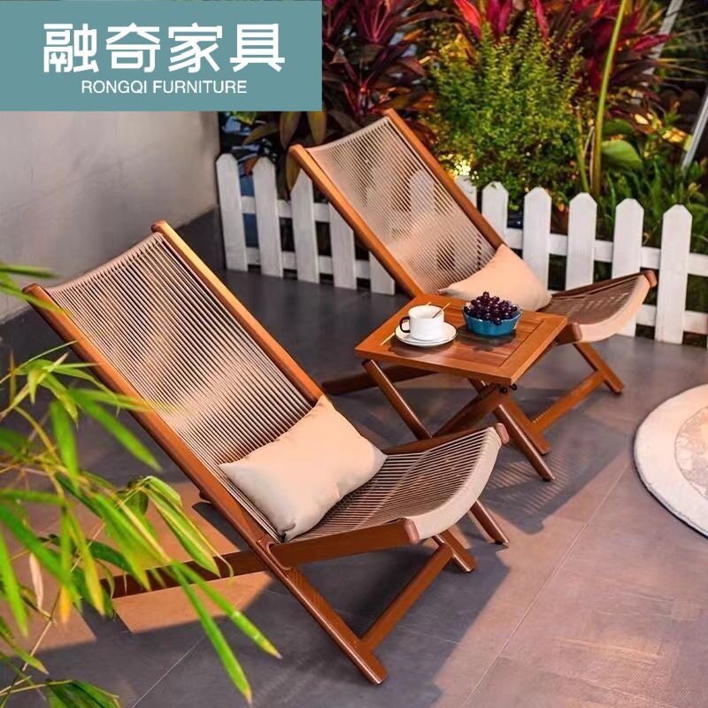 户外躺椅阳台庭院家用休闲靠背藤椅折叠椅创意民宿酒店休闲家具