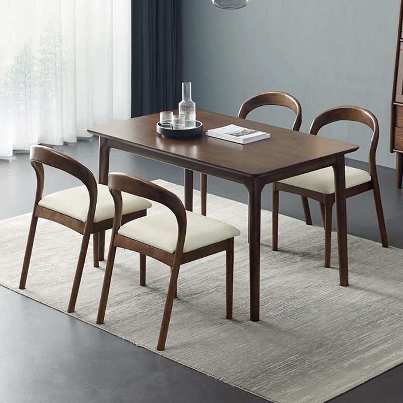 新中式餐桌椅组合小户型家具黑胡桃木色长方形家用北欧简约全实木