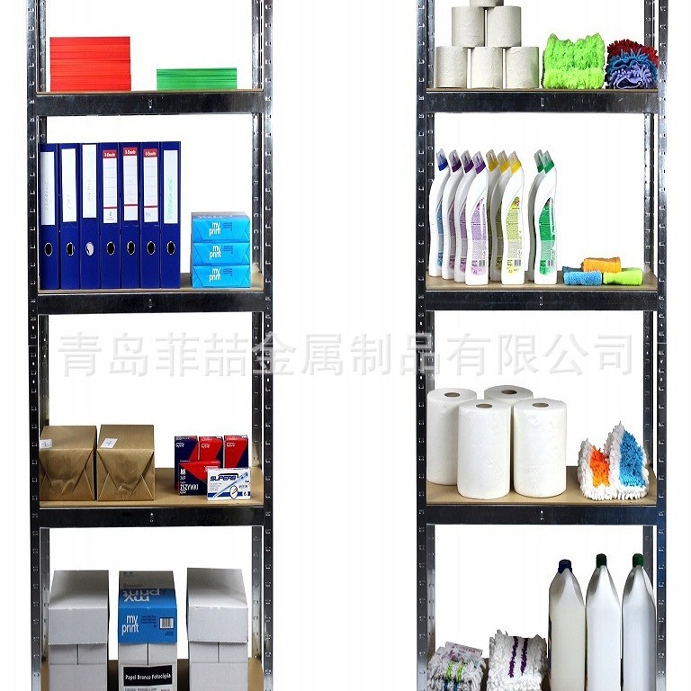 厂家出口欧式免螺丝安装角钢货架 仓库五层置物架 家居钢木收纳架