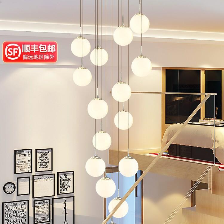 小loft公寓中空客厅灯挑高复式楼楼梯间长吊灯简约现代挑空别墅大