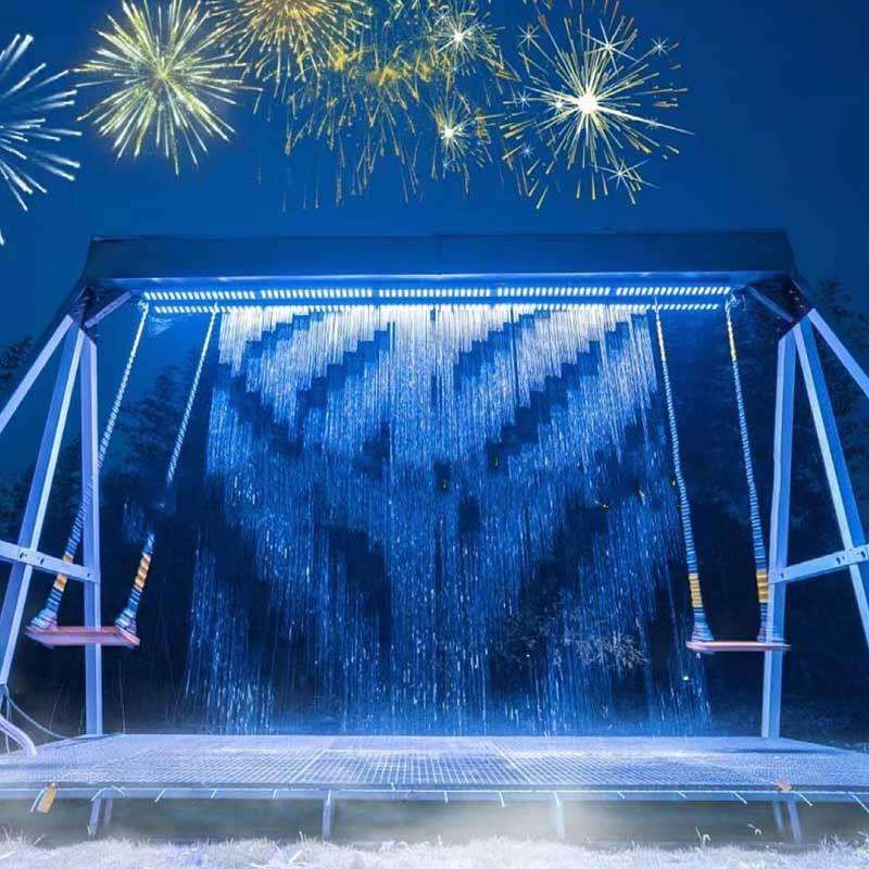 网红雨幕广场打卡水幕引流不湿身游乐秋千编程景区秋千户外设备