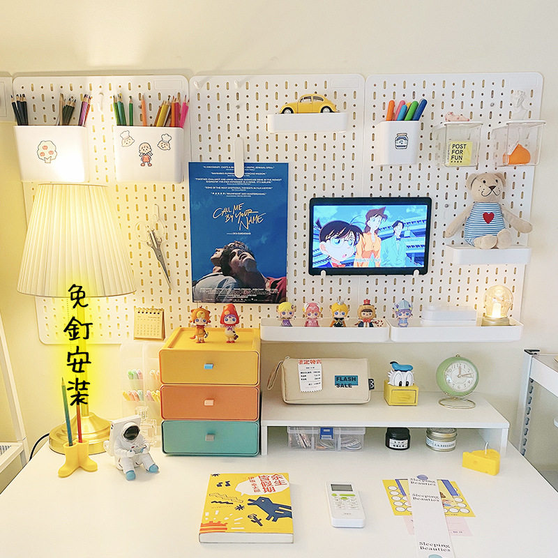 木质洞洞板工具厨房免打孔桌面墙壁宿舍配件墙上壁面挂收纳置物架