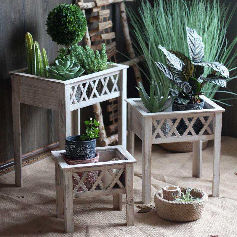 室内户外阳台庭院花架花盆架绿萝吊兰落地单层盆景置物架复古做旧