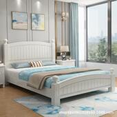 北欧实木床1.8米主卧双人床1.5米白色高箱储物床美式 婚床气压高箱