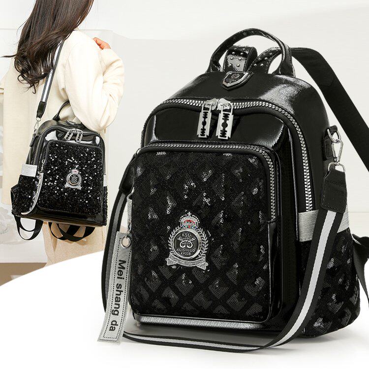 今年春夏新品亮片双肩包女迷你小众设计感女生书包休闲通勤小背包