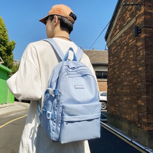 夏日清爽感简约休闲学生双肩包情侣同款日常上课假期出游百搭书包