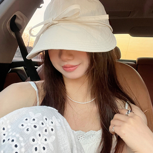 新款升级版速干蝴蝶结防晒帽女春夏季薄款遮阳帽鸭舌太阳帽渔夫帽