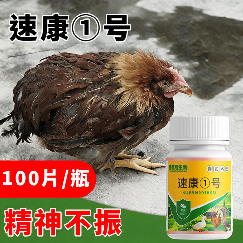 速康一号鸡药伸脖呼吸精神不振呆立100片/瓶