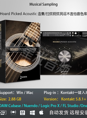 Hoard Picked Acoustic 连奏/扫弦钢弦民谣木吉他音色库编曲音源