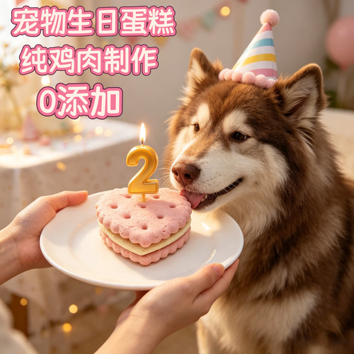 小宠一狼宠物生日蛋糕爱心emoji狗猫零食纯鸡肉中大型犬边牧柯基