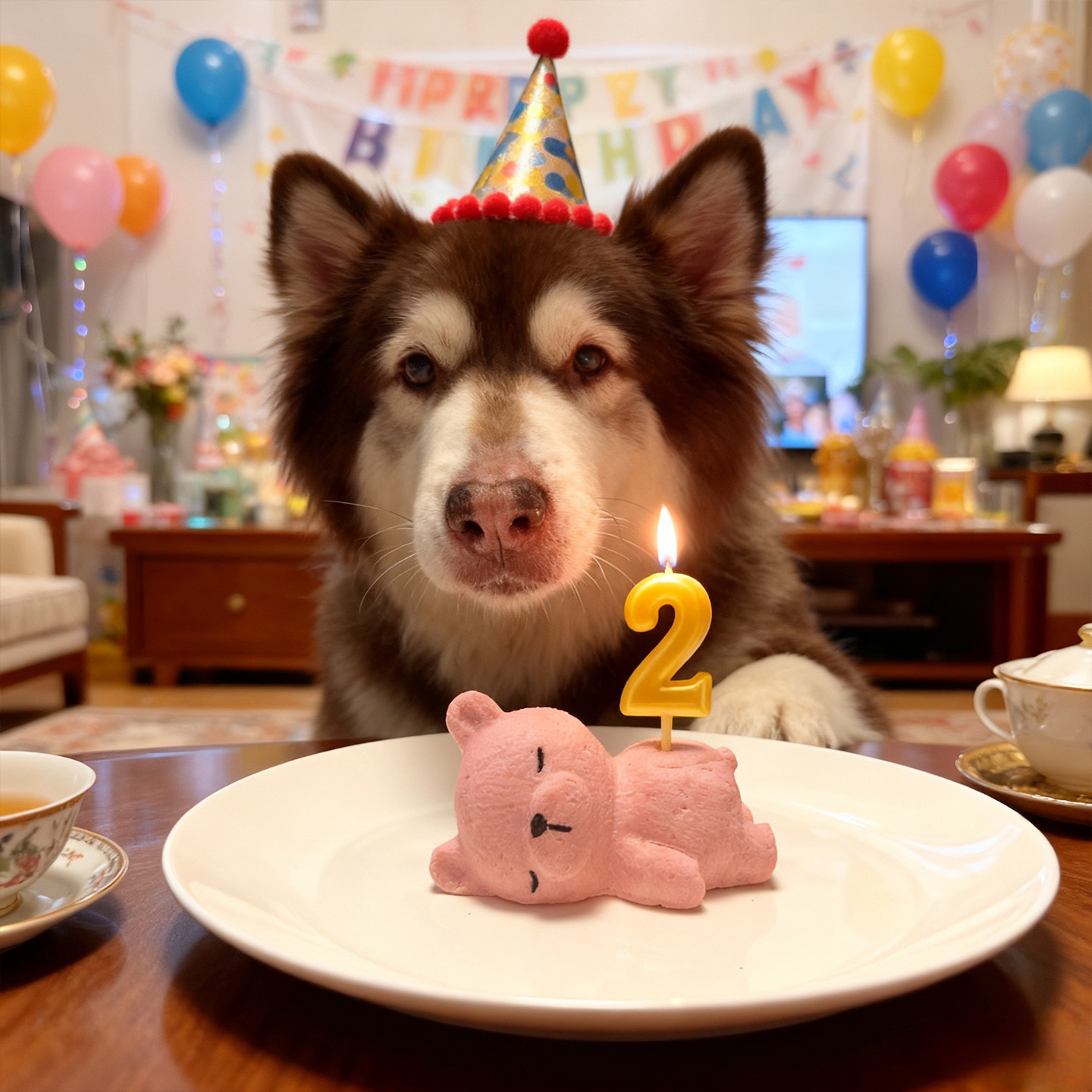 小宠一狼立体小熊宠物生日蛋糕饼干零食定制狗猫咪照片生日插牌