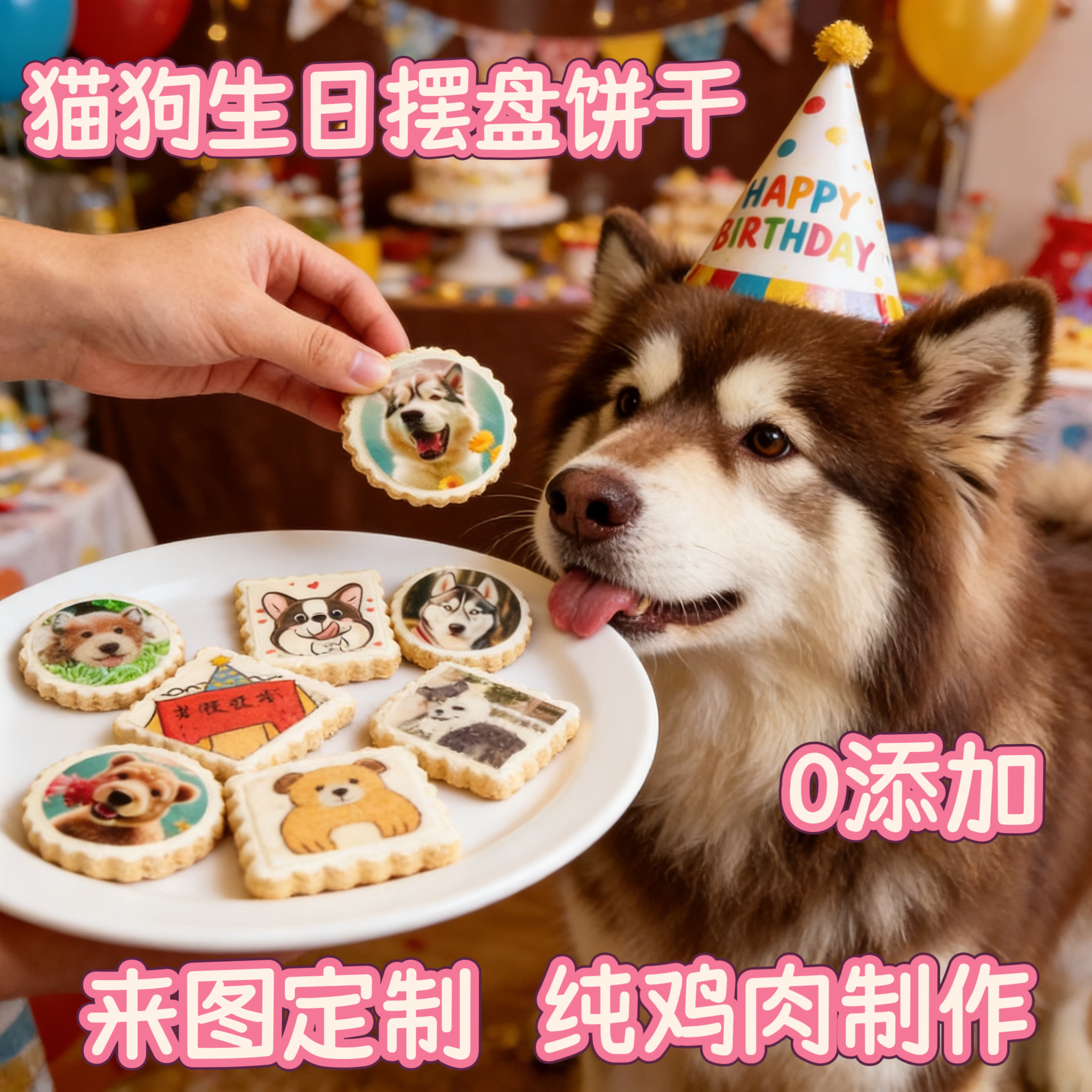 小宠一狼 宠物饼干狗生日零食来图定制猫咪照片自制磨牙羊奶营养