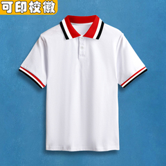 小学生夏季校服短袖T恤定制一模一样初中高中白色polo衫儿童班服