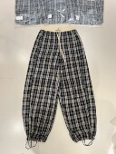 慵懒松弛感休闲裤 欧洲站2026春夏新款 欧货复古格子双腰头束脚裤