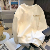 日系oversize卫衣男秋冬潮牌运动上衣宽松情侣装 圆领加绒套头外套