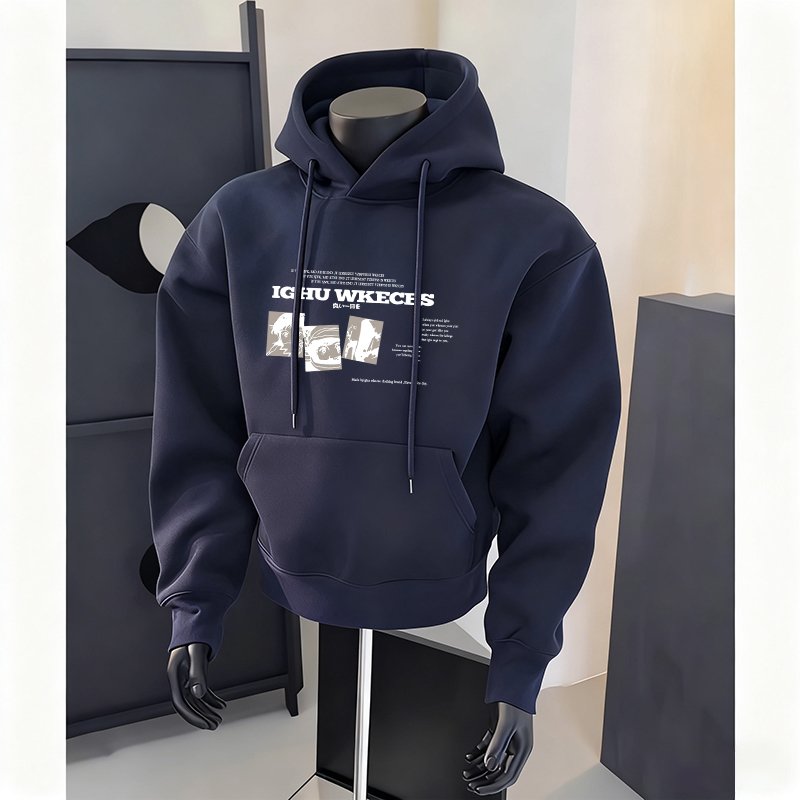 青少年连帽卫衣加绒加厚宽松版型