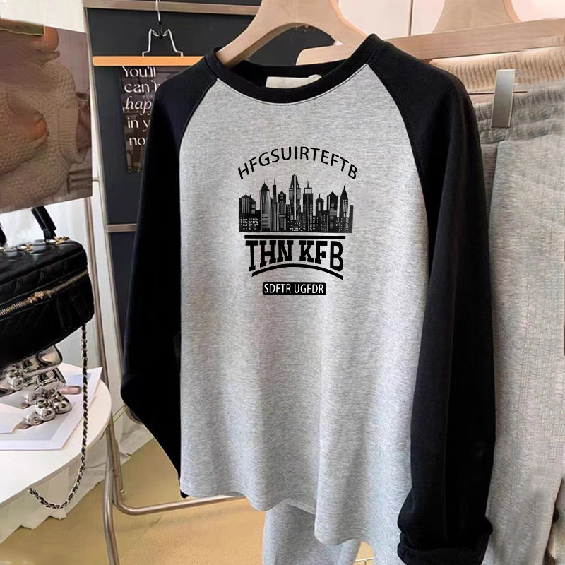 港风长袖t恤男士春秋ins潮牌休闲宽松拼色插肩上衣纯棉情侣打底衫,男装,T恤,淘宝优惠券,粉丝福利购,淘宝优惠卷