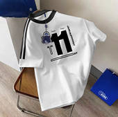 三条杠白色上衣重磅纯棉宽松情侣体恤 新款 港风潮流短袖 t恤男夏季