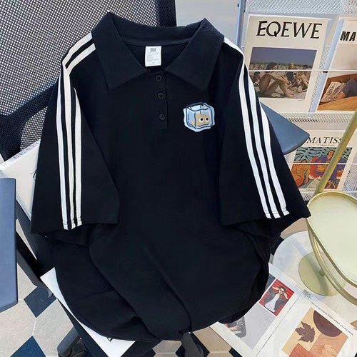 美式拼接撞色polo衫短袖男t恤ins