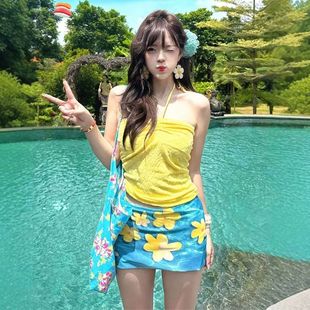 泳衣女款分体三件套多巴胺甜妹泰式夏日海边度假温泉泳衣专业