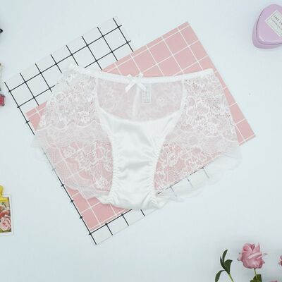 时尚性感中腰蕾丝女士内裤透明火辣透视底裤出口日本外贸单三角裤
