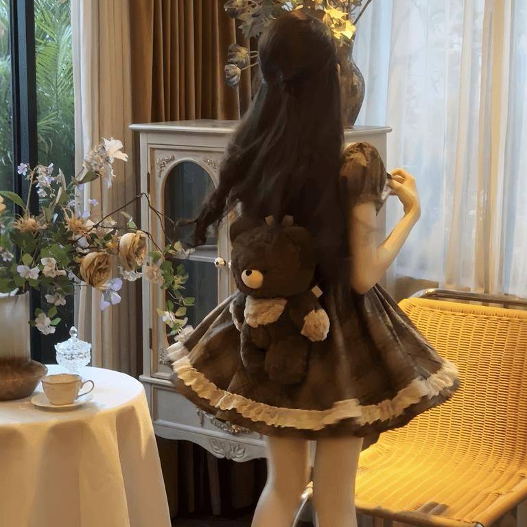 纯欲复古蕾丝拼格子连衣裙女收腰显瘦感在逃公主字短裙,女装/女士精品,大码连衣裙,淘宝优惠券,粉丝福利购,淘宝优惠卷