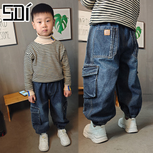 中小童春季 新款 韩版 裤 男童春秋牛仔裤 子宝宝宽松束脚长裤 2026春款