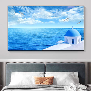 唯美爱琴海风景客厅装饰画北欧地中海主卧室床头宾馆酒店墙壁挂画